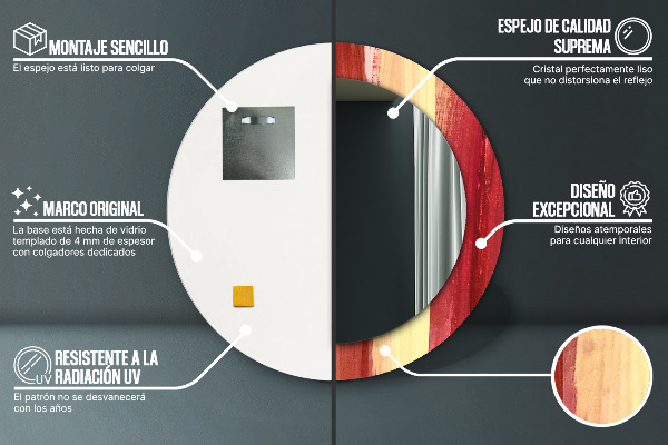 Lustro z drukowaną ramką okrągłe Abstrakcyjny obraz