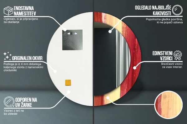 Lustro z drukowaną ramką okrągłe Abstrakcyjny obraz