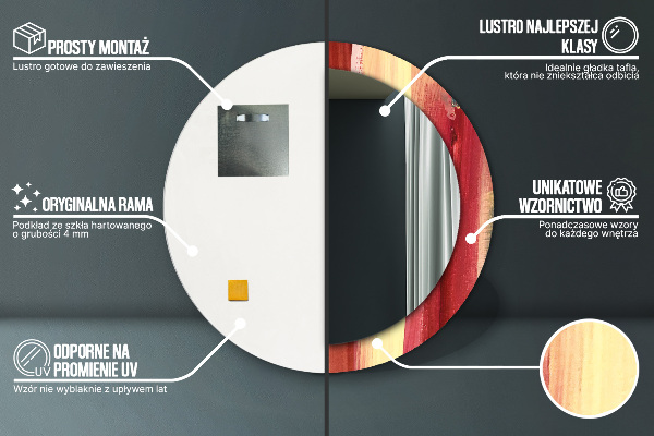 Lustro z drukowaną ramką okrągłe Abstrakcyjny obraz