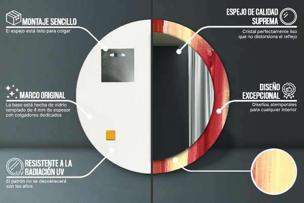 Lustro z drukowaną ramką okrągłe Abstrakcyjny obraz