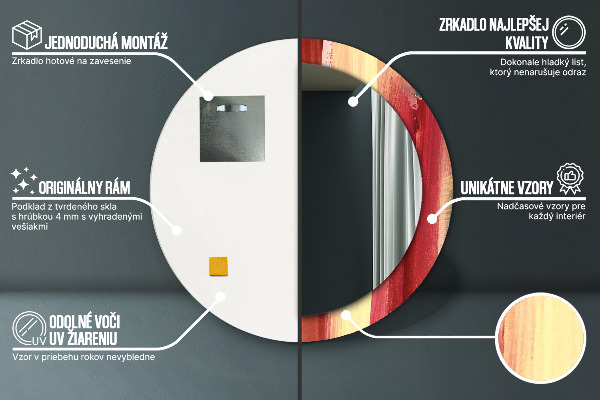 Lustro z drukowaną ramką okrągłe Abstrakcyjny obraz