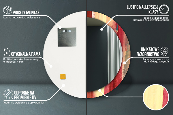 Lustro z drukowaną ramką okrągłe Abstrakcyjny obraz