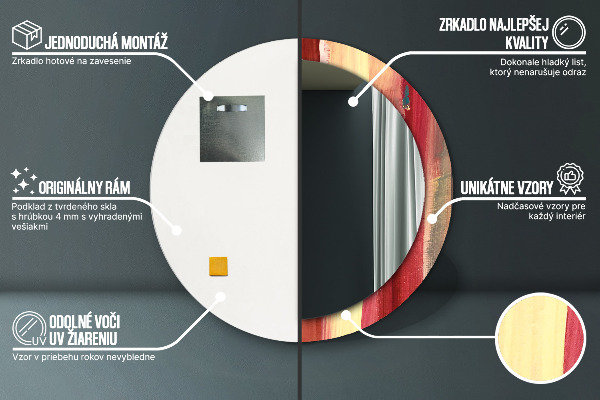 Lustro z drukowaną ramką okrągłe Abstrakcyjny obraz
