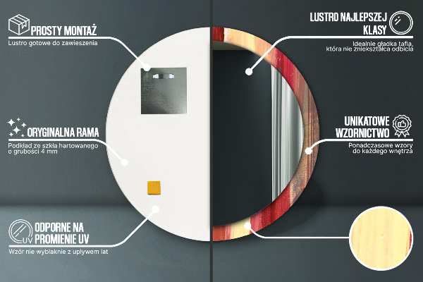 Lustro z drukowaną ramką okrągłe Abstrakcyjny obraz