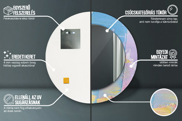 Lustro z drukowaną ramką okrągłe Tekstura farby olejnej