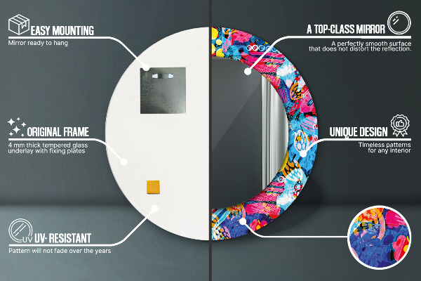 Lustro ścienne dekoracyjne okrągłe Kolorowe bazgroły