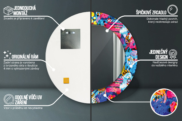 Lustro ścienne dekoracyjne okrągłe Kolorowe bazgroły