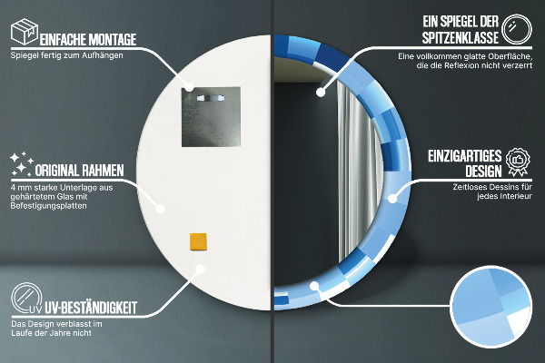 Lustro ścienne dekoracyjne okrągłe Niebieski abstrakcyjny