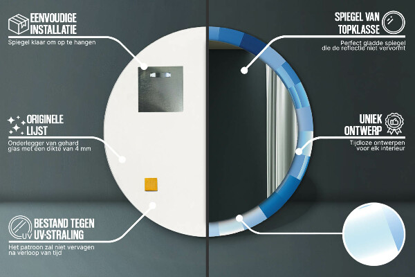 Lustro ścienne dekoracyjne okrągłe Niebieski abstrakcyjny