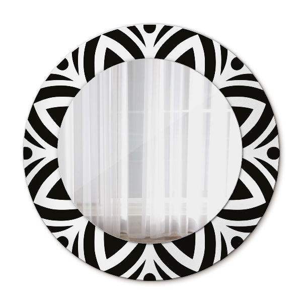 Lustro ścienne dekoracyjne okrągłe Czarny geometryczny ornament