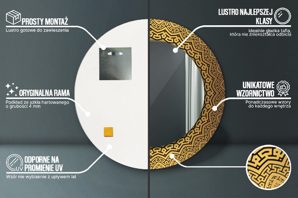 Lustro ścienne dekoracyjne okrągłe Grecki ornament