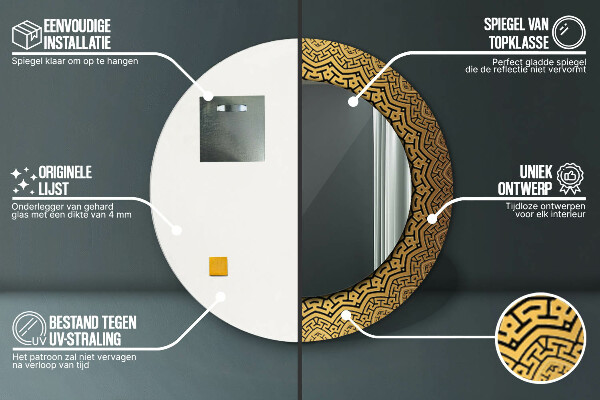 Lustro ścienne dekoracyjne okrągłe Grecki ornament