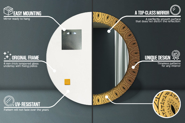 Lustro ścienne dekoracyjne okrągłe Grecki ornament