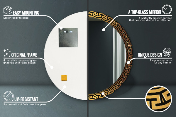 Lustro ścienne dekoracyjne okrągłe Grecki ornament