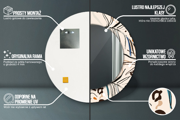 Lustro ścienne dekoracyjne okrągłe Kwiaty z wzorem dżungli