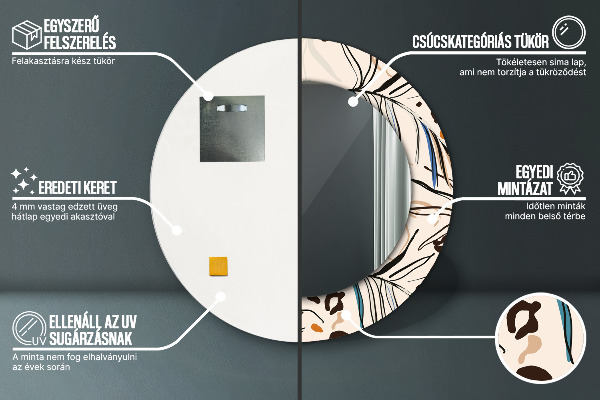 Lustro ścienne dekoracyjne okrągłe Kwiaty z wzorem dżungli