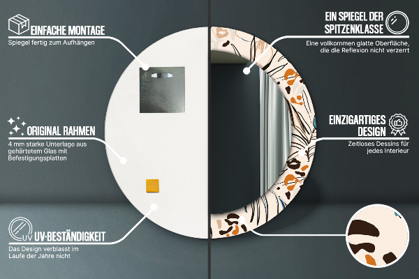 Lustro ścienne dekoracyjne okrągłe Kwiaty z wzorem dżungli