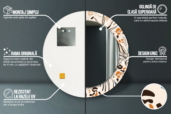 Lustro ścienne dekoracyjne okrągłe Kwiaty z wzorem dżungli