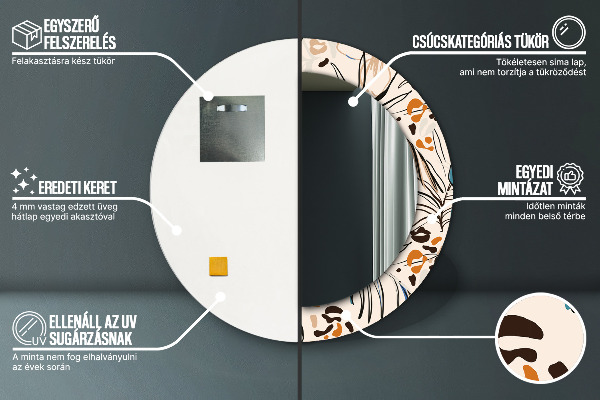 Lustro ścienne dekoracyjne okrągłe Kwiaty z wzorem dżungli