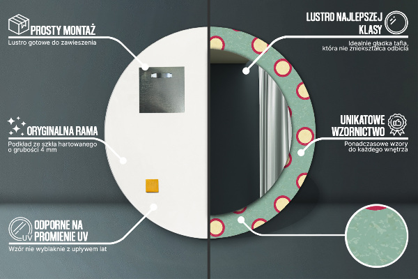 Lustro z drukowaną ramką okrągłe Kręgi kropki