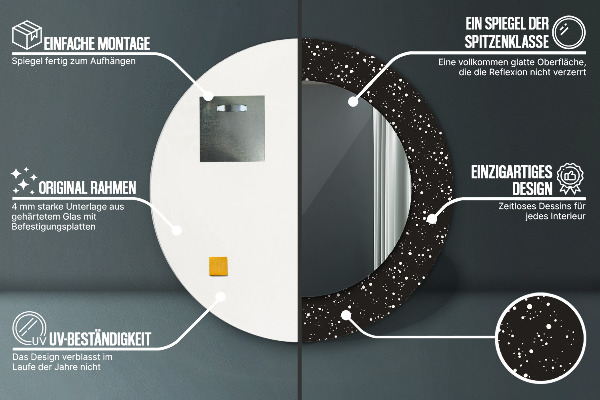 Lustro z drukowaną ramką okrągłe Chaotyczne kropki