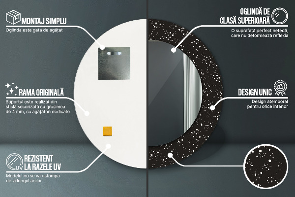 Lustro z drukowaną ramką okrągłe Chaotyczne kropki