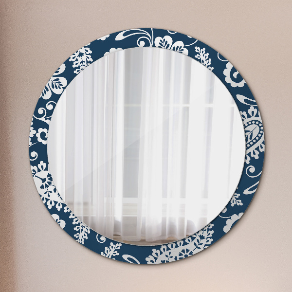 Lustro z drukowaną ramką okrągłe Kompozycja paisley