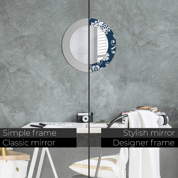 Lustro z drukowaną ramką okrągłe Kompozycja paisley