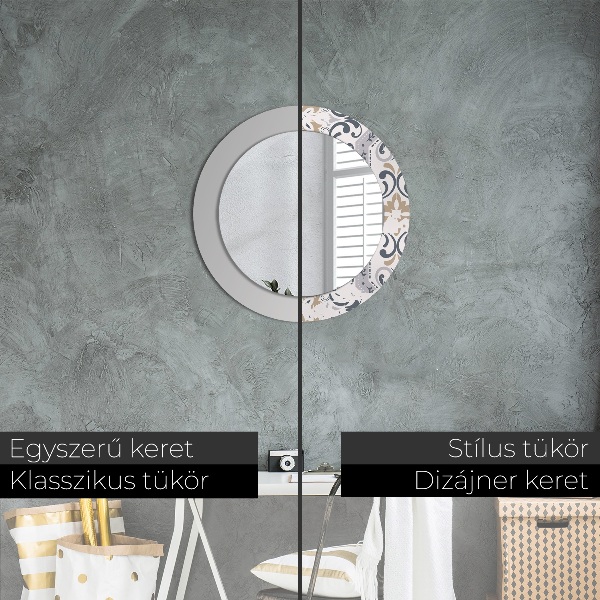Lustro ścienne dekoracyjne okrągłe Płytki retro