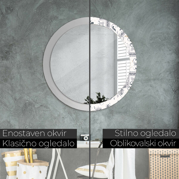 Lustro ścienne dekoracyjne okrągłe Płytki retro