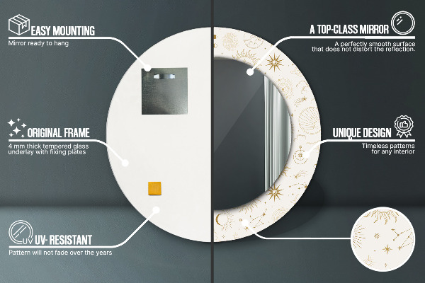 Lustro ścienne dekoracyjne okrągłe Mistyczny ezoteryczny wzór