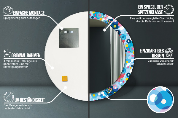 Lustro z drukowaną ramką okrągłe Kolorowe ciernie