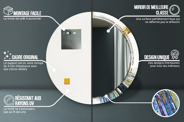 Lustro z drukowaną ramką okrągłe Abstrakcyjny witraż