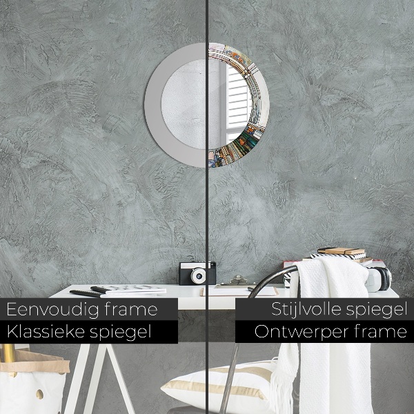 Lustro z drukowaną ramką okrągłe Abstrakcyjny witraż