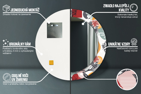 Lustro ścienne dekoracyjne okrągłe Abstrakcja z ptakami