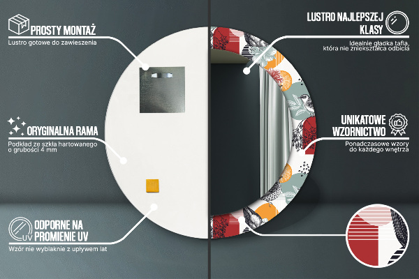Lustro ścienne dekoracyjne okrągłe Abstrakcja z ptakami