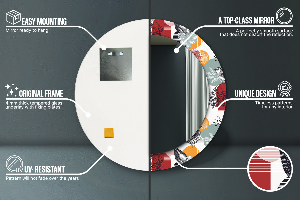 Lustro ścienne dekoracyjne okrągłe Abstrakcja z ptakami