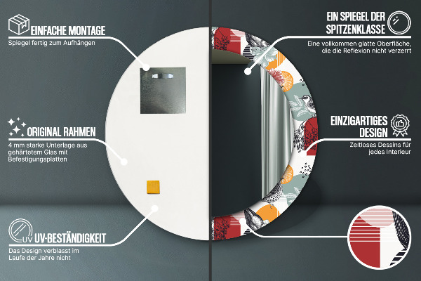 Lustro ścienne dekoracyjne okrągłe Abstrakcja z ptakami