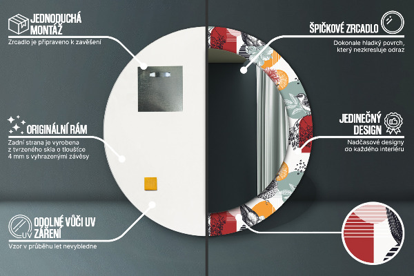Lustro ścienne dekoracyjne okrągłe Abstrakcja z ptakami