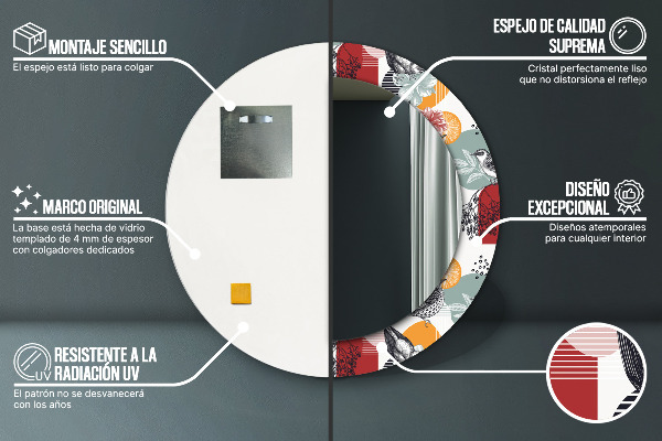 Lustro ścienne dekoracyjne okrągłe Abstrakcja z ptakami