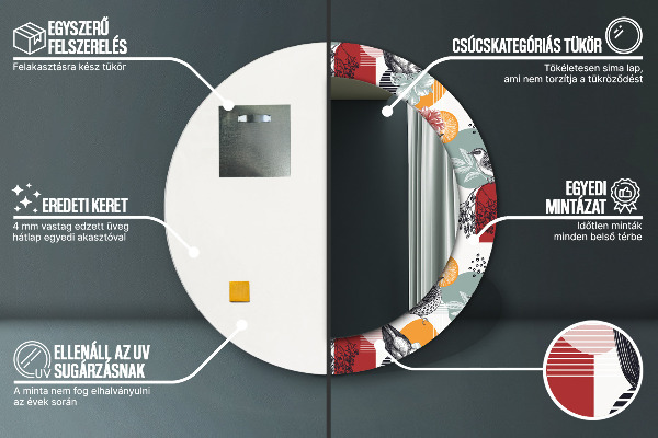 Lustro ścienne dekoracyjne okrągłe Abstrakcja z ptakami