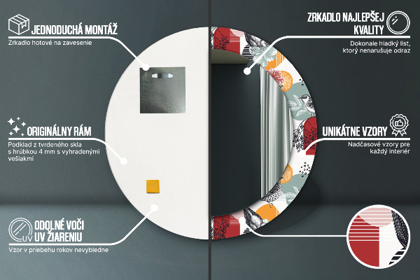 Lustro ścienne dekoracyjne okrągłe Abstrakcja z ptakami