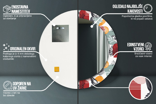 Lustro ścienne dekoracyjne okrągłe Abstrakcja z ptakami