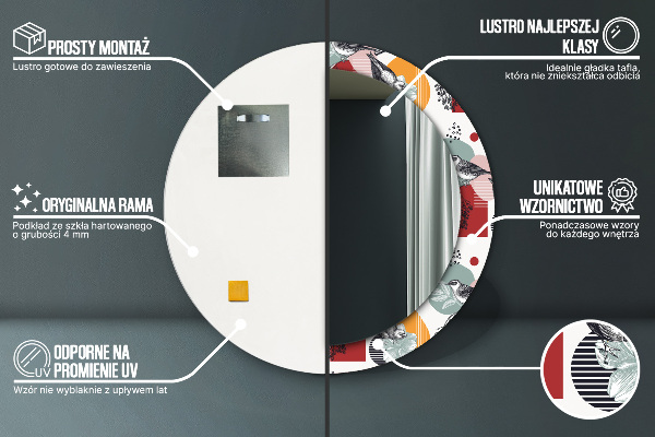 Lustro ścienne dekoracyjne okrągłe Abstrakcja z ptakami