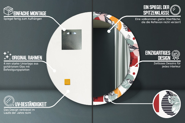Lustro ścienne dekoracyjne okrągłe Abstrakcja z ptakami