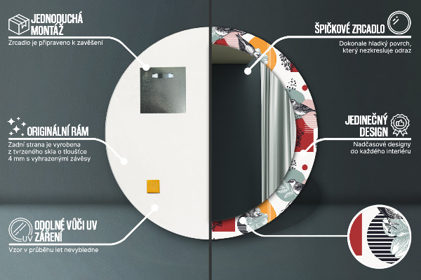 Lustro ścienne dekoracyjne okrągłe Abstrakcja z ptakami