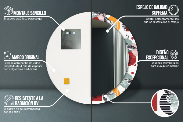 Lustro ścienne dekoracyjne okrągłe Abstrakcja z ptakami