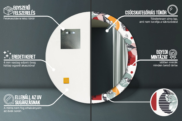 Lustro ścienne dekoracyjne okrągłe Abstrakcja z ptakami
