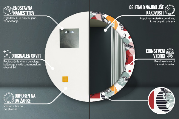 Lustro ścienne dekoracyjne okrągłe Abstrakcja z ptakami