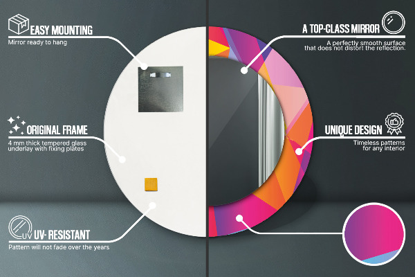 Lustro ramka z nadrukiem okrągłe Kompozycja geometryczna